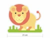 Colorful animal wall stickers set 2385 - Graphic design featuring a lion with a big mane and simple shapes on green grass.