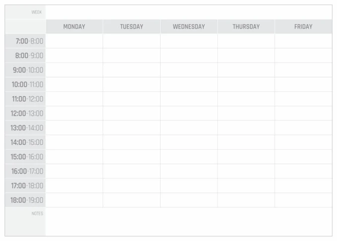 Magnetic dry-erase weekly planner board 298 English version - Simple grid with days of the week design.