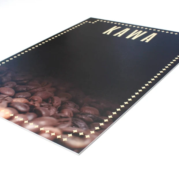 Chalkboard with coffee print 025 - Features dark coffee beans at the bottom and text design.