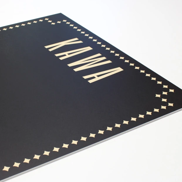 Chalkboard with coffee print 025 - Black rectangle featuring the word COFFEE in light color, decorated with a pattern.