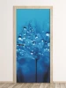 Door wallpaper FP 6287 - Graphic design. Blue background with water droplets on delicate stems.
