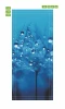 Door wallpaper FP 6287 - Graphic design. Blue background with delicate water droplets on plant fibers.
