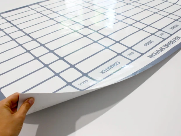Lean 114 whiteboard meeting calendar - Graphic design with a simple grid of rectangles and lines.