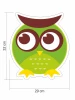 Colorful owl wall stickers set 2387 - Graphic design featuring a green owl with large eyes and a brown hat.