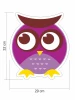 Colorful owl wall stickers set 2387 - Graphic design. Purple owl with large eyes and yellow feet.