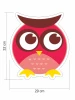 Colorful owl wall stickers set 2387 - Graphic design. Pink owl with big eyes and yellow feet.