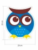 Colorful owl wall stickers set 2387 - Graphic design. Round blue owl with large eyes and yellow accents.
