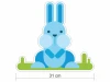 Colorful animal wall stickers set 2385 - Graphic design. Blue rabbit sitting on green grass with large flowers.