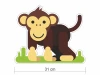 Colorful animal wall stickers set 2385 - Graphic design featuring a smiling monkey, green grass, and simple shapes.