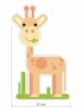 Colorful animal wall stickers set 2385 - Graphic design. Smiling giraffe, green grass, simple shapes.