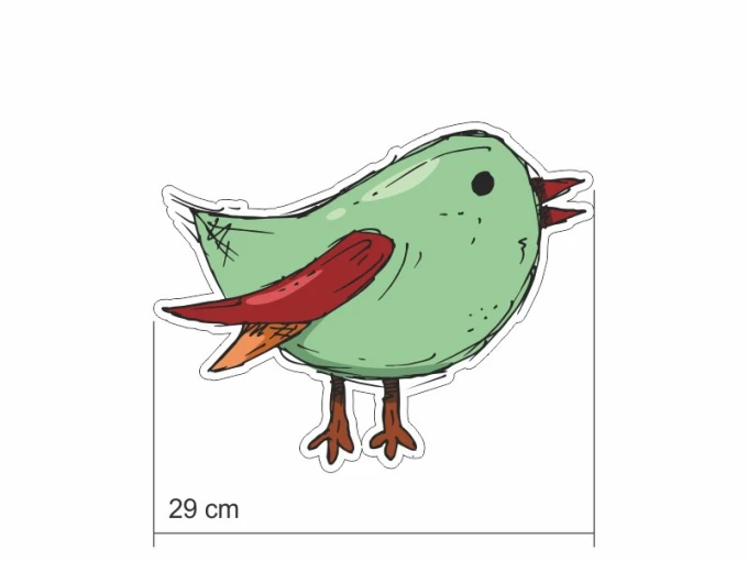Wall stickers set birds 2388 - Graphic design. Green bird with red accents and brown legs.