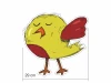 Wall stickers set birds 2388 - Graphic design. Yellow bird with red accents, closed eyes, and raised wings.