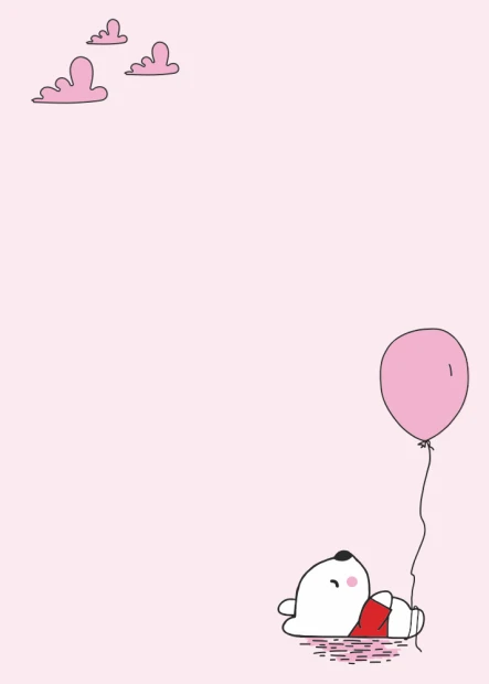 Dry-erase board for kids featuring a bear with a balloon on a pink background, surrounded by clouds.