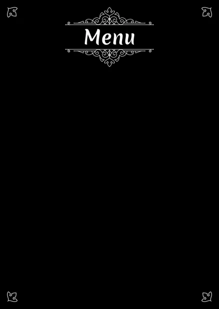 Chalkboard menu 047 - Black rectangle with white "Menu" text at the top and decorative elements.