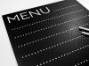 Chalkboard menu sign 021 - Black rectangle with white MENU text and dots.