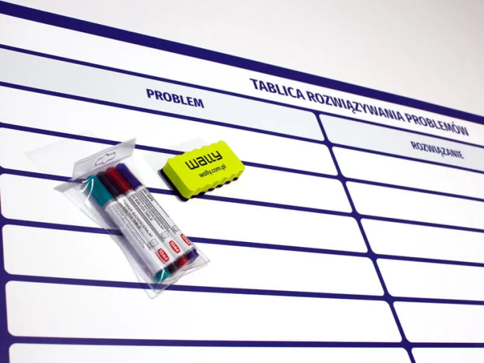 Lean 109 dry-erase problem-solving board - Graphic design. White board with horizontal lines and headers.