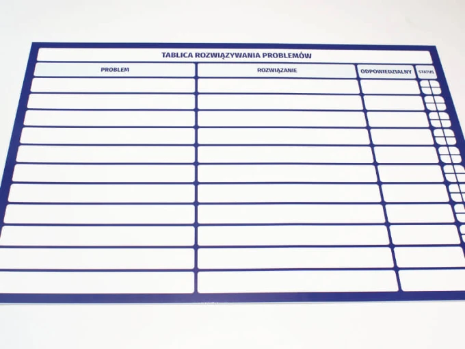 Lean 109 dry-erase problem-solving board - Graphic design with a simple grid of rectangles and lines.