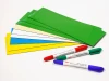 Custom dry-erase magnet - Graphic design. Simple rectangles in green, yellow, blue, and white.