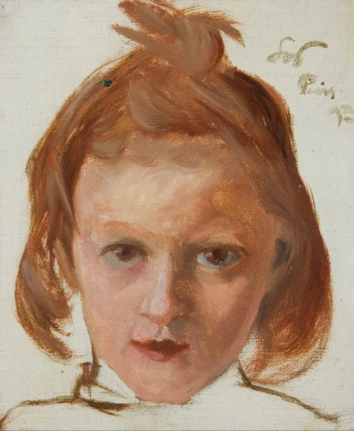 Reproduction of Girl\'s Head by Stanisław Wyspiański - Graphic design featuring a girl with short hair.