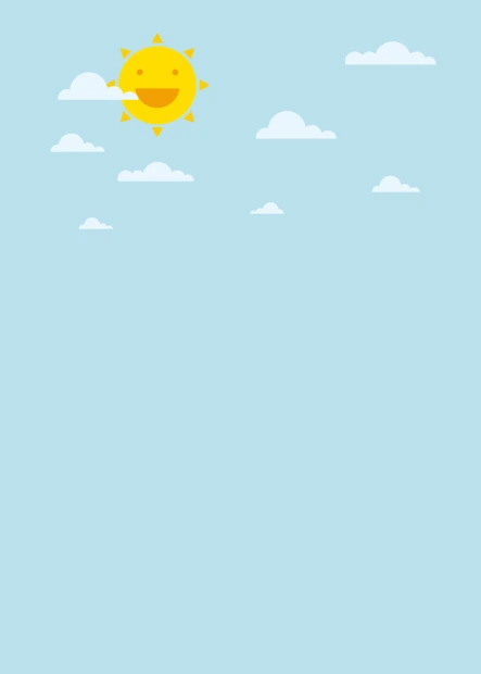 Magnetic dry-erase board for kids with sun and clouds design on a blue background featuring yellow elements.