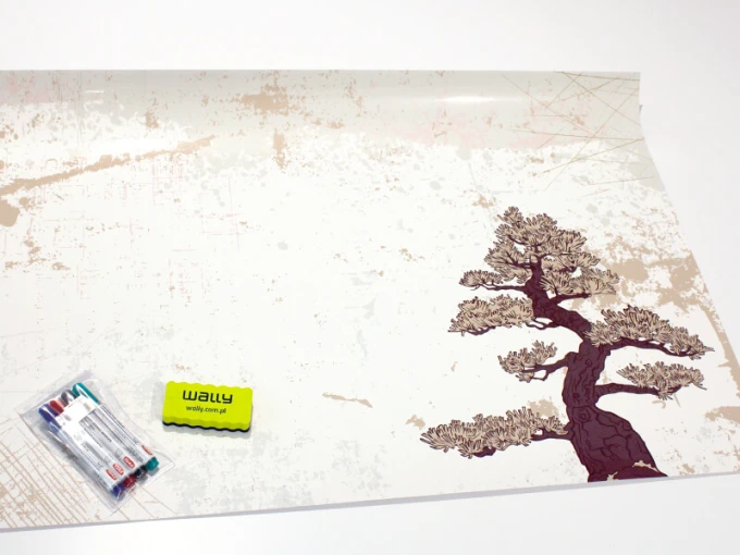 Dry-erase board 01X 085 bonsai - Features a bonsai tree graphic in brown shades on a light background.