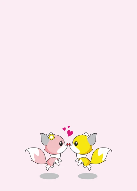 Dry-erase board for kids featuring two pastel foxes with hearts in between.