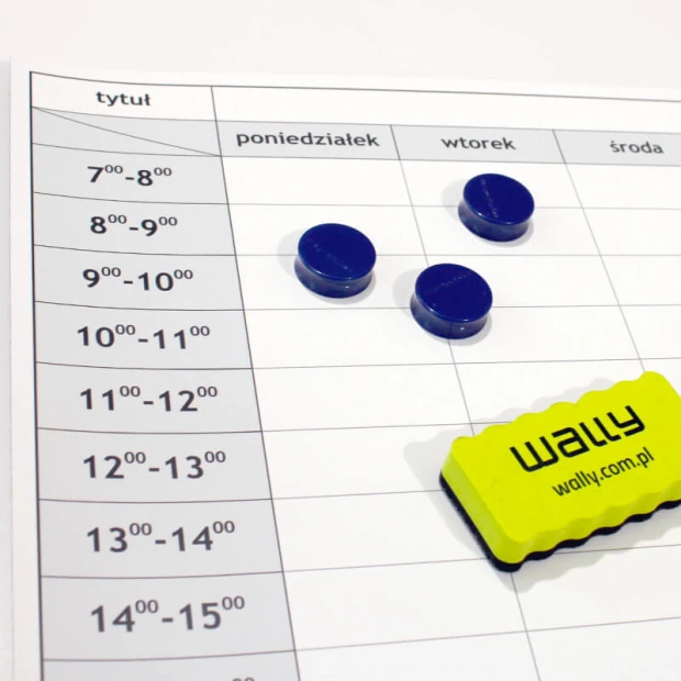 Magnetic dry-erase board 040 weekly planner - Simple grid with days of the week and hours.