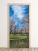 Door sticker wallpaper garden FP 6301 - Graphic design featuring a path in an orchard with blooming trees.