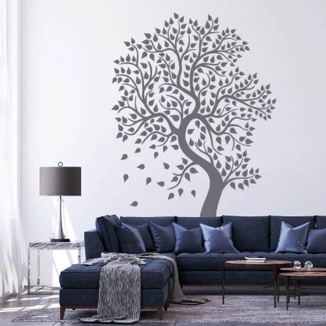 Sticker 03X 08 tree 1934 - Living room arrangement with light-colored walls and gray furniture.