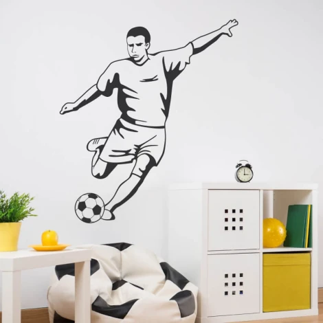 Soccer player painting stencil 1164 - Decor for a child\'s room. Light-colored walls, modern furniture.