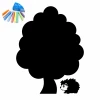 Chalk sticker for kids featuring a rounded-leaf tree with a hedgehog beside it. Design 280.