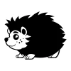 Chalk sticker for kids featuring a hedgehog with big eyes, a round body, and spiky fur.