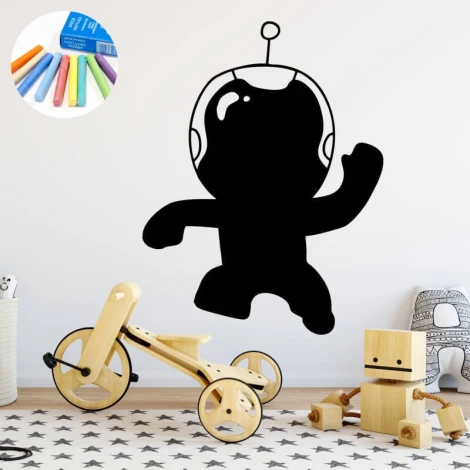 Chalkboard sticker for kids, astronaut design - perfect for bright children\'s room decor.