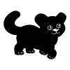 Chalk sticker for kids featuring a black panther with big eyes and a smile, in motion.