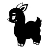 Chalk sticker for kids featuring a fawn design with a rounded shape, big eyes, and short legs.