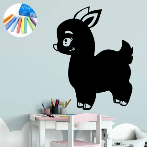 Chalkboard sticker for kids featuring a fawn - Ideal for bright children\'s rooms with pastel furniture.