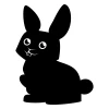 Chalkboard sticker for kids featuring a bunny with big ears, round eyes, and a smile, set against a background.
