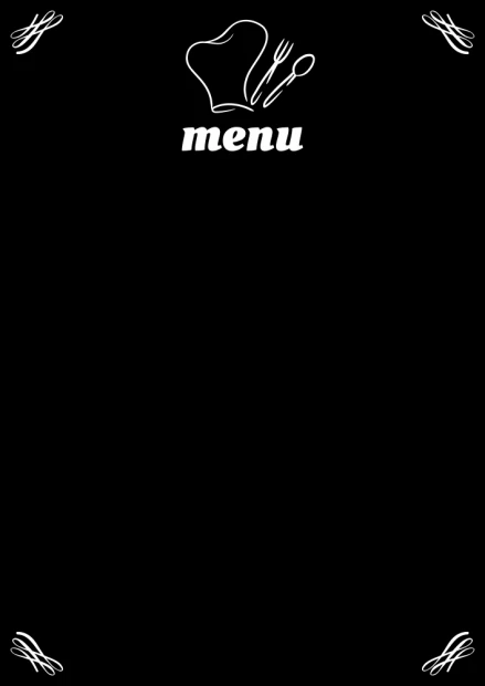 Chalkboard menu for restaurants 064 - Features menu text and symbols of a plate and fork.