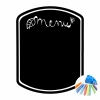 Chalkboard sticker for restaurant menu 277 - Rectangular design with the word Menu and a leaf motif.