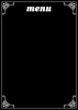 Chalkboard menu 063 - Black rectangle with white "menu" text at the top and decorative corners.
