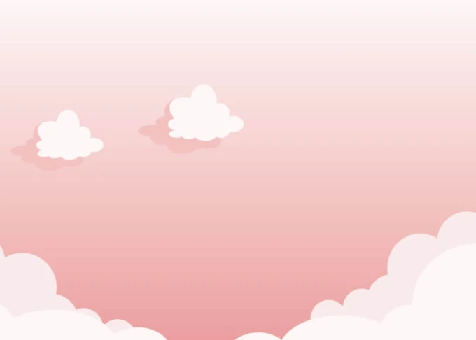 Dry-erase magnetic board with cloud design. White clouds on a pink background in various sizes.