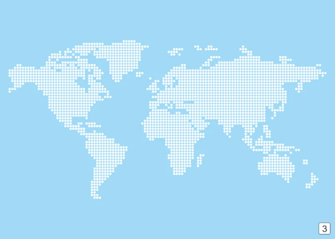 Dry-erase magnetic world map board 333 - Graphic design. World map displayed as points.