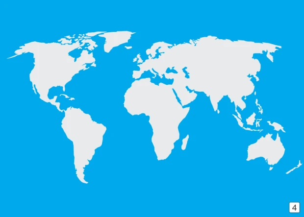 Magnetic dry-erase world map for wall 334 - Features continents in bright colors.