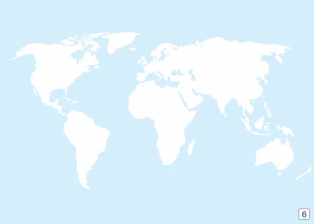 Magnetic dry-erase world map for wall with graphic design, featuring continent outlines on a light background.