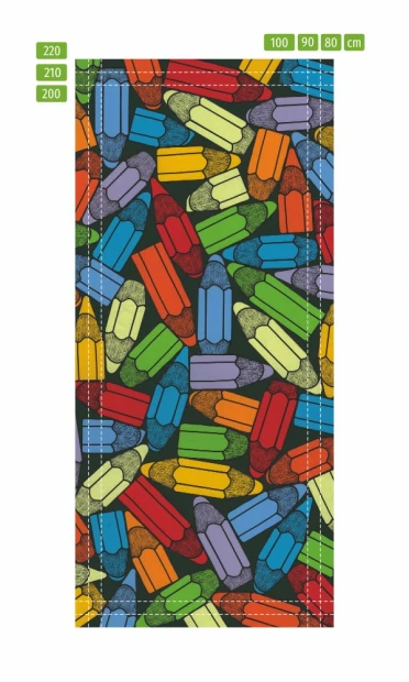 Colorful crayon door sticker FP 6309 - Graphic design featuring various colored crayons.