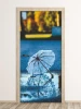 Door sticker wallpaper umbrella FP 6303 - Graphic design. Features an umbrella reflected in a puddle.