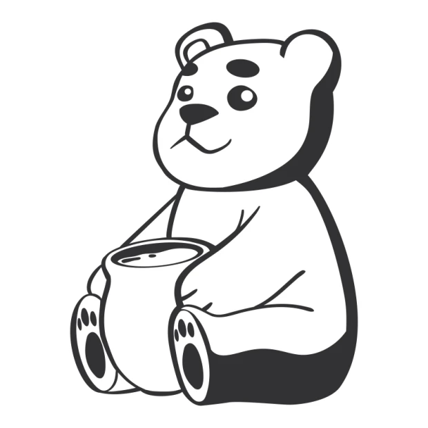 Wall sticker for kids featuring a bear sitting with a bowl, round head, and large ears.