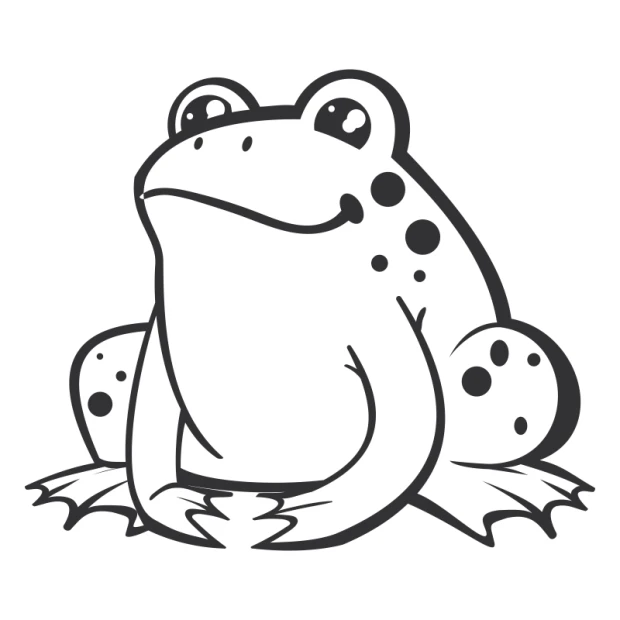 Children\'s wall sticker frog 2390 - Graphic design. Round body, big eyes, and spots, sitting.