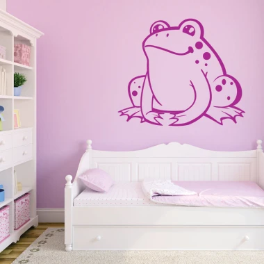 Frog wall sticker for kids - Decor in a pink room with a simple white sofa.