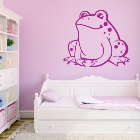 Frog wall sticker for kids - Decor in a pink room with a simple white sofa.
